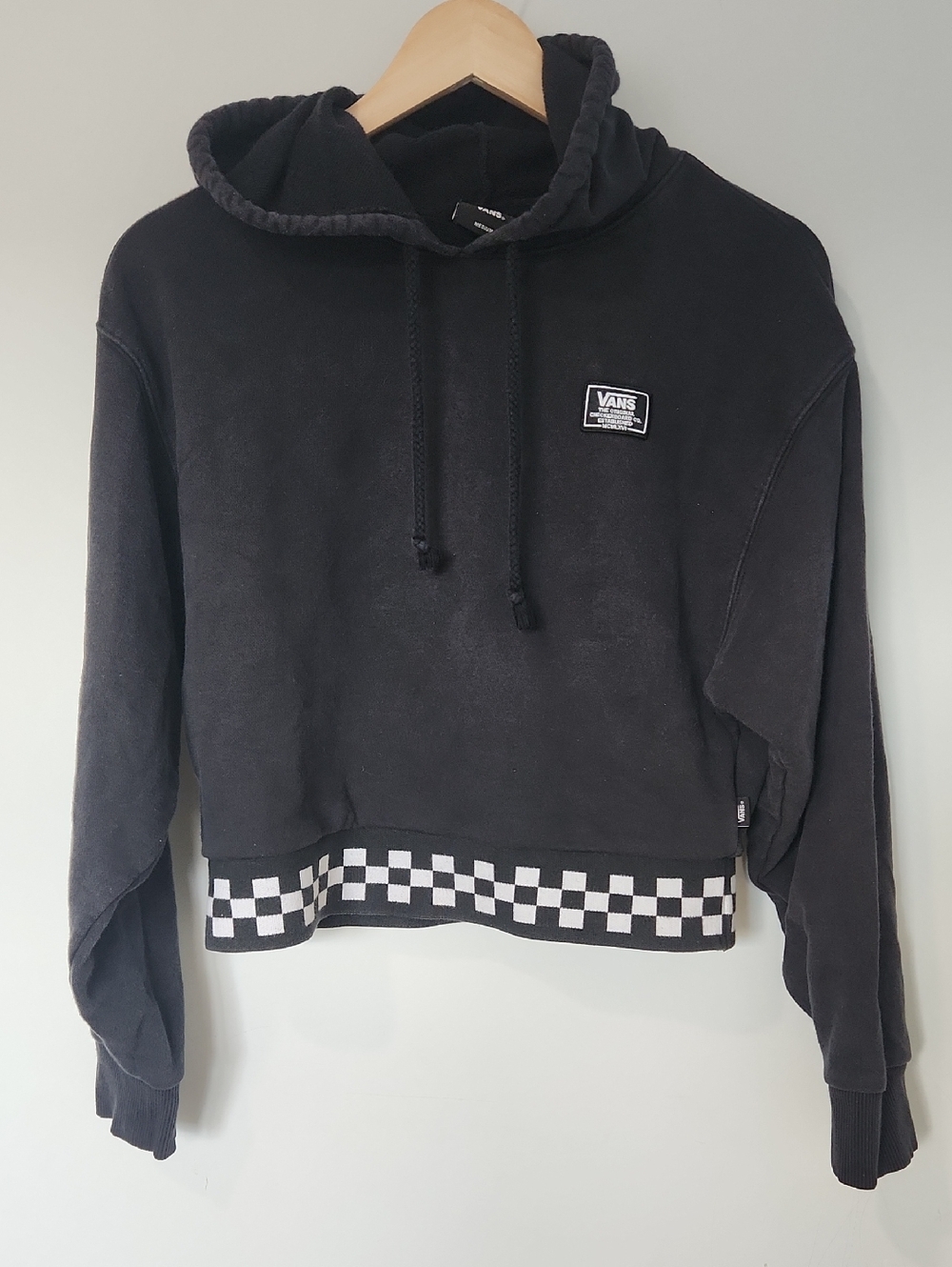 Vans Crop Checker Hoodie Sweatshirt - Picture 1 of 5